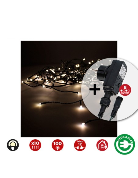 Barrière lumineuse LED EDM 71481 Easy-Connect 1,8 W Lumière chaude Vert tendre 2 x 1 m Blanc Programmable