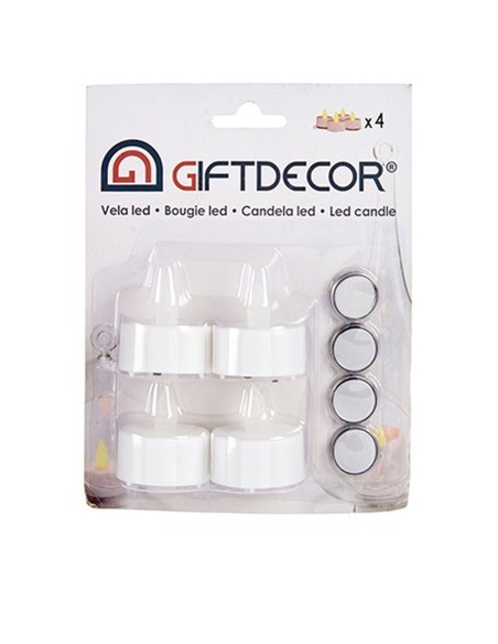 Ensemble de Bougies LED Blanc 4 x 4 x 3,7 cm (12 Unités)