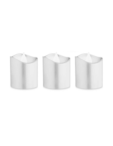 Ensemble de Bougies LED Argenté 3,7 x 3,7 x 5 cm (12 Unités)