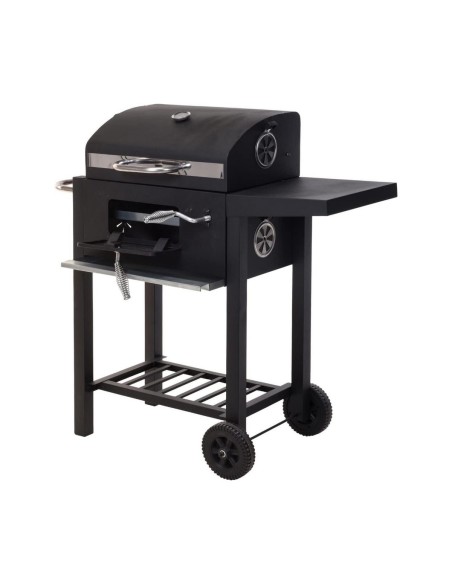 Barbecue à Charbon avec Couvercle et Roulettes 48,5 x 36 x 96 cm Noir