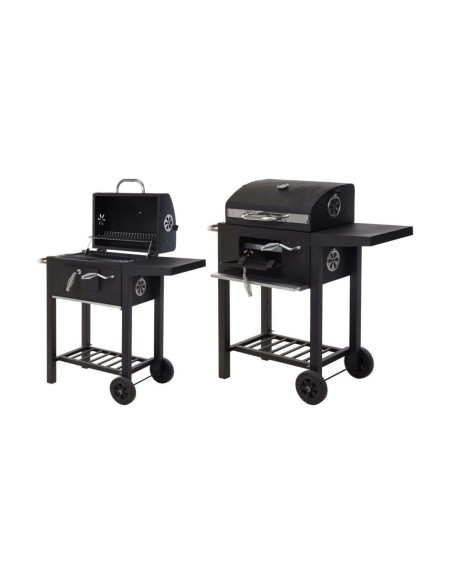 Barbecue à Charbon avec Couvercle et Roulettes 48,5 x 36 x 96 cm Noir