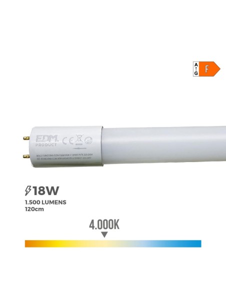 Tube LED EDM 31198 F 18 W 36 W G13 T8 1500 lm Ø 2,6 x 120 cm (4000 K)