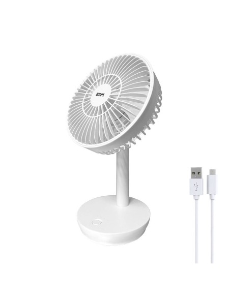 Ventilateur de Bureau EDM 33501 Blanc 5 W 4 W 16,5 x 18,5 cm 17 x 13 x 26 cm Rechargeable USB