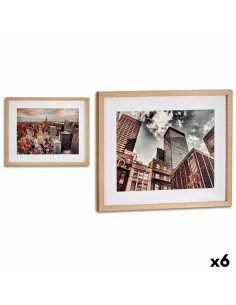 Cadre Bâtiment Bois verre 43 x 3 x 53 cm (6 Unités)
