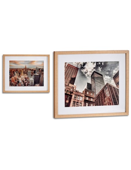 Cadre Bâtiment Bois verre 43 x 3 x 53 cm (6 Unités)