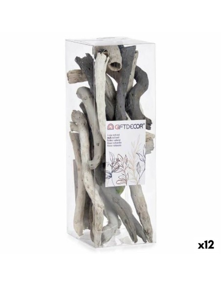 Bûche décorative Gris 9 x 27 x 9 cm (12 Unités)