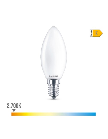 Lampe LED Philips Bougie E 6,5 W 60 W E14 806 lm 3,5 x 9,7 cm (2700 K)