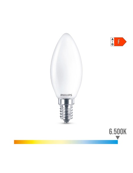Lampe LED Philips Bougie Blanc F 40 W 4,3 W E14 470 lm 3,5 x 9,7 cm (6500 K)