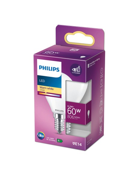 Lampe LED Philips E 6.5 W 6,5 W 60 W E14 806 lm Ø 4,5 x 8 cm (2700 K)