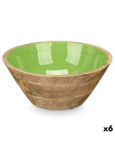 Bol MALI-701 G Vert Émail Bois de manguier 24,3 x 10,5 x 24,3 cm (6 Unités)