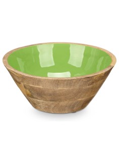 Bol MALI-701 G Vert Émail Bois de manguier 24,3 x 10,5 x 24,3 cm (6 Unités) 2