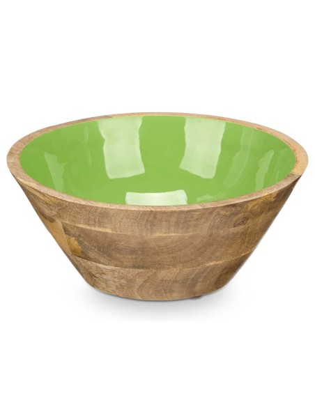 Bol MALI-701 G Vert Émail Bois de manguier 24,3 x 10,5 x 24,3 cm (6 Unités)