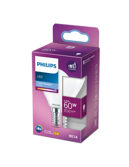 Lampe LED Philips E 6,5 W E14 806 lm Ø 4,5 x 8 cm (6500 K)
