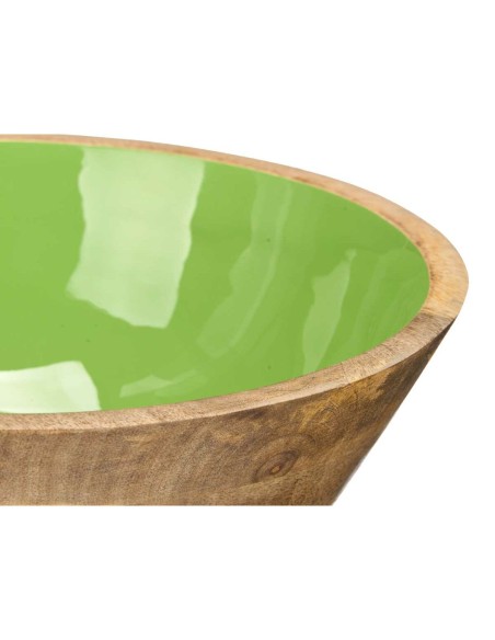 Bol MALI-701 G Vert Émail Bois de manguier 24,3 x 10,5 x 24,3 cm (6 Unités)
