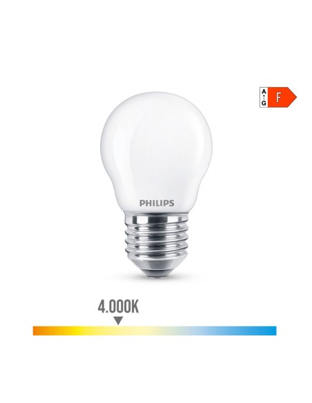 Lampe LED Philips Blanc F 40 W 4,3 W E27 470 lm 4,5 x 7,8 cm (4000 K)