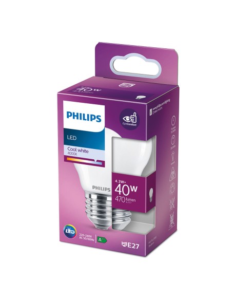 Lampe LED Philips Blanc F 40 W 4,3 W E27 470 lm 4,5 x 7,8 cm (4000 K)