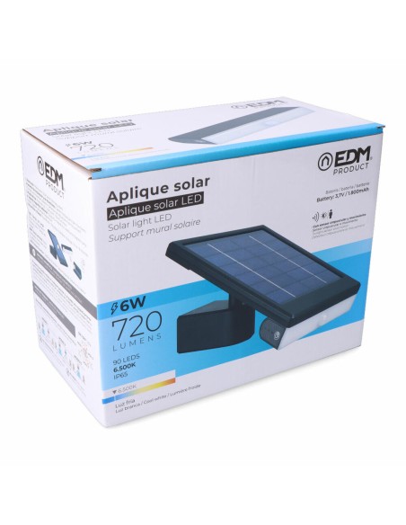 Applique Murale EDM 31854 Noir 6 W 720 Lm LED Solaire (6500 K)