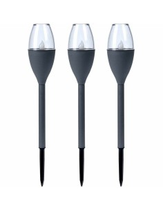 Set de torches de jardin solaires Progarden Gris foncé 21 x 8 x 31 cm Plastique