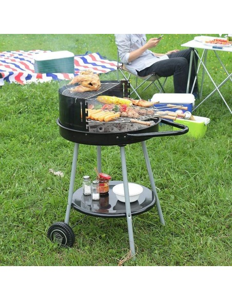 Roues de barbecue au charbon de bois Grill Noir Ø 51 cm