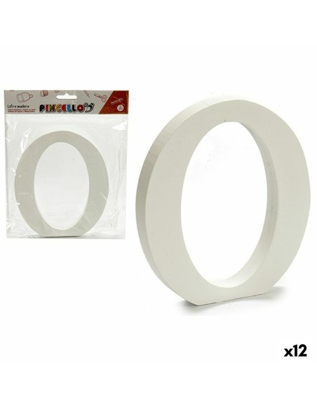 Lettre Pincello O Blanc Bois 1,8 x 21 x 17 cm (12 Unités)