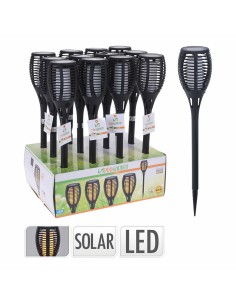Borne de jardin solaire Progarden Noir polypropylène Ø 10 x 58 cm Solaire Effet flamme 2