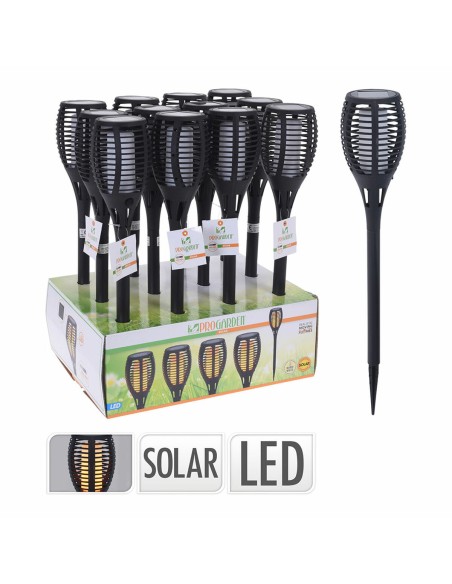Borne de jardin solaire Progarden Noir polypropylène Ø 10 x 58 cm Solaire Effet flamme