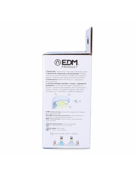 Applique LED EDM 31853 Blanc 2 W 1,8 W 200 Lm 155 Lm Solaire Capteur de Mouvement (6500 K)