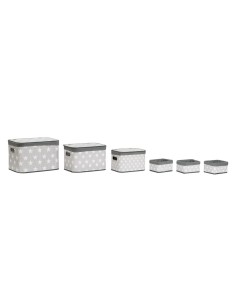 Set de basket DKD Home Decor Blanc Gris Bambou Bois MDF Etoiles 51 x 35 x 33 cm