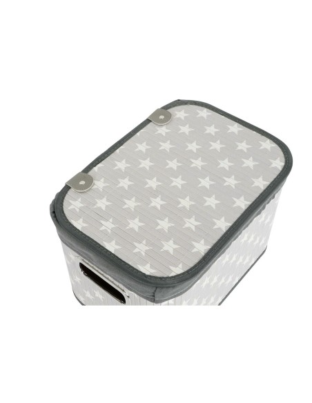 Set de basket DKD Home Decor Blanc Gris Bambou Bois MDF Etoiles 51 x 35 x 33 cm