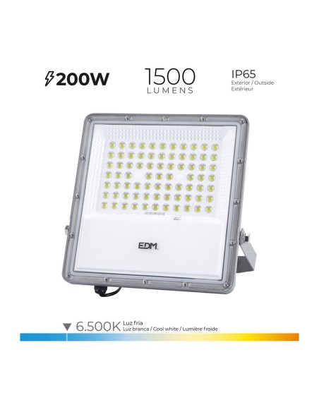 Projecteur EDM 31855 200 W 1500 lm Télécommande Panneau solaire photovoltaïque (6500 K)