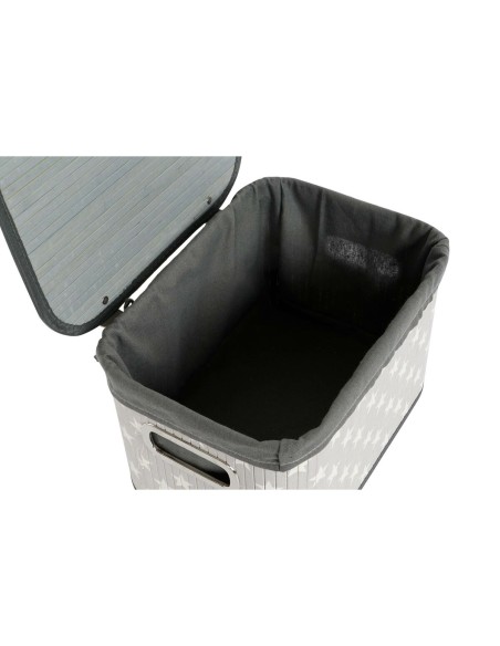 Set de basket DKD Home Decor Blanc Gris Bambou Bois MDF Etoiles 51 x 35 x 33 cm