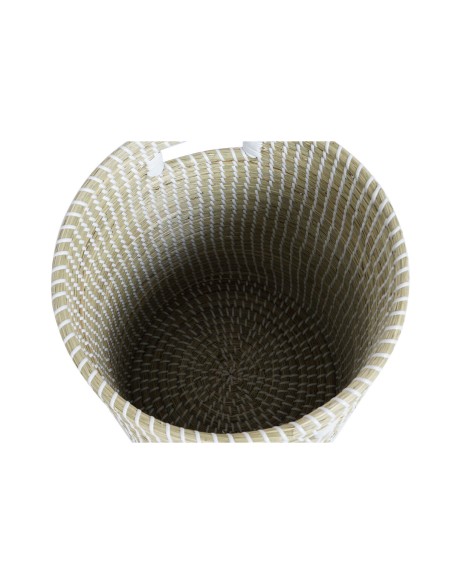 Set de basket DKD Home Decor Bleu Blanc Naturel Herbier marin 44 x 44 x 51 cm