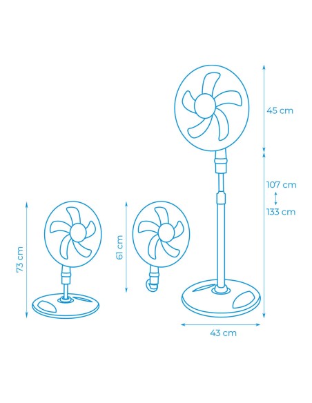 Ventillateur EDM 33530 Blanc 45 W 3-en-1