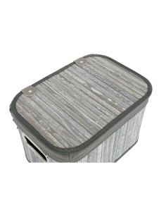 Set de basket DKD Home Decor Blanc Gris Bambou Bois MDF 51 x 35 x 33 cm 2