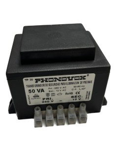 Transformateur de sécurité pour l'éclairage des piscines PHONOVOX tp31050 50 VA 12 V 230 V 50-60 Hz 9,8 x 7,9 x 6,4 cm