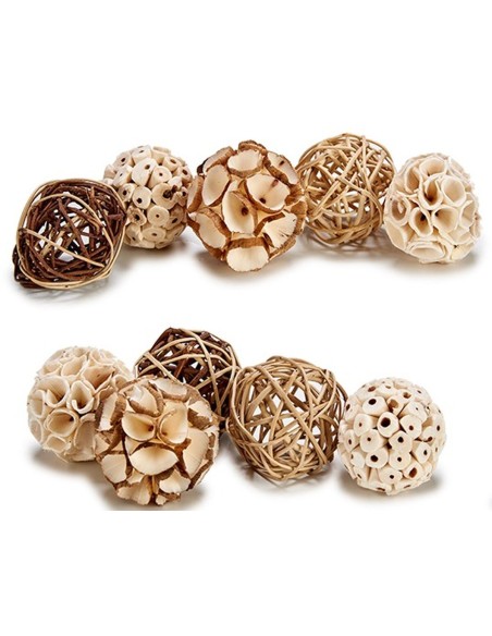 Boule Décorative Blanc Marron Noir Naturel (24 Unités)