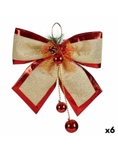 Lien Décorations de Noël Rouge Doré Plastique 33 x 9 x 33 cm (6 Unités)