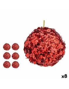 Lot de boules de Noël Krist+ 79545 Rouge Plastique Paillettes (8 Unités)