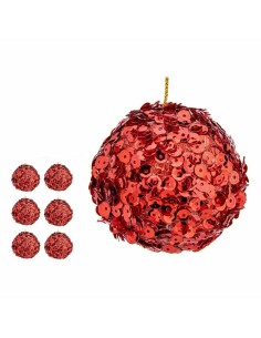 Lot de boules de Noël Krist+ 79545 Rouge Plastique Paillettes (8 Unités) 2