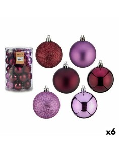 Lot de boules de Noël Violet Plastique 6 x 7 x 6 cm (6 Unités)
