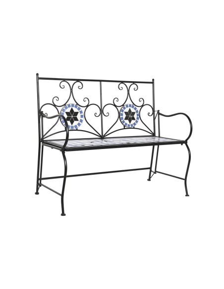 Banc DKD Home Decor Céramique Mosaïque Noir Métal Multicouleur (111 x 54 x 88 cm)