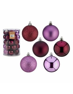 Lot de boules de Noël Violet Plastique 6 x 7 x 6 cm (6 Unités) 2