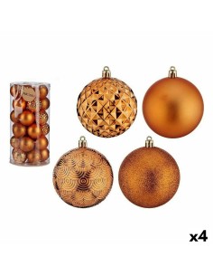 Lot de boules de Noël 8 cm Orange PVC (4 Unités)