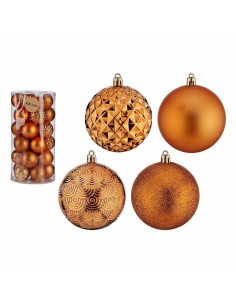 Lot de boules de Noël 8 cm Orange PVC (4 Unités) 2