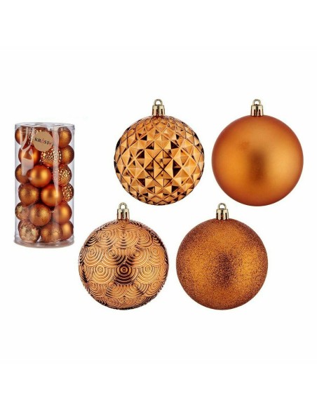 Lot de boules de Noël 8 cm Orange PVC (4 Unités)