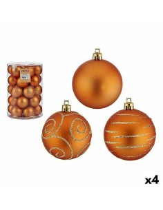 Lot de boules de Noël Orange PVC 6 cm (4 Unités)