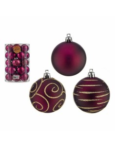 Lot de boules de Noël Violet PVC Ø 6 cm (4 Unités) 2