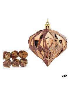 Lot de boules de Noël Krist+ 00889 Marron Plastique Diamant (12 Unités)
