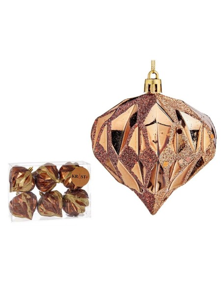 Lot de boules de Noël Krist+ 00889 Marron Plastique Diamant (12 Unités)