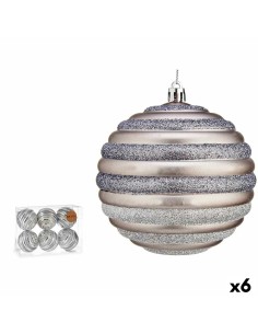 Lot de boules de Noël Krist+ 00876 Argenté Plastique Cercles 10 cm (6 Unités)